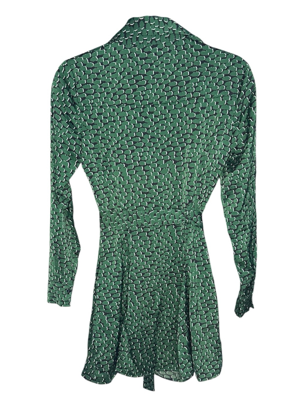 MANGO NWT Green Patterned Long-Sleeve Belted Dress size XS - Picture 7 of 7